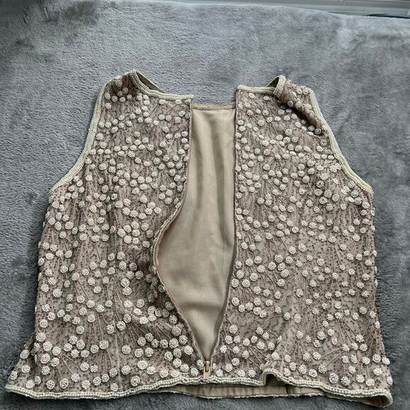 ADRIANNA PAPELL OCCASIONS 100% Silk Beaded Sleeveless Formal Top Size 12 - Picture 10 of 10